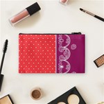 Lace Dots With Violet Rose Cosmetic Bag (Small) Back