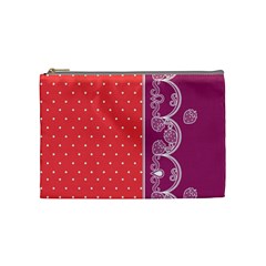 Lace Dots With Violet Rose Cosmetic Bag (medium)