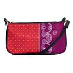 Lace Dots With Violet Rose Shoulder Clutch Bag Front