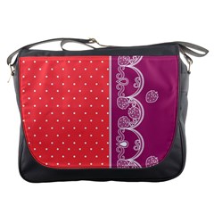 Lace Dots With Violet Rose Messenger Bag by strawberrymilk