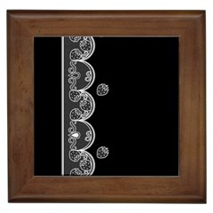 Strawberry Lace White With Black Framed Ceramic Tile