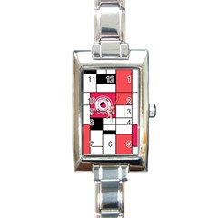 Brand Strawberry Piet Mondrian White Classic Elegant Ladies Watch (rectangle)