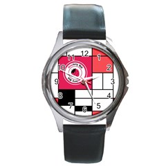 Brand Strawberry Piet Mondrian White Black Leather Watch (round) by strawberrymilk