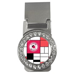 Brand Strawberry Piet Mondrian White Money Clip With Gemstones (round)