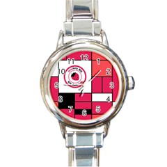 Brand Strawberry Piet Mondrian Pink Classic Elegant Ladies Watch (round)