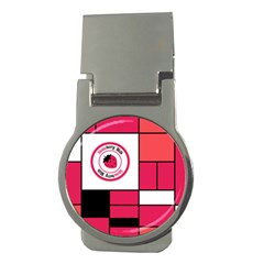 Brand Strawberry Piet Mondrian Pink Money Clip (round)