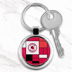 Brand Strawberry Piet Mondrian Pink Key Chain (round)