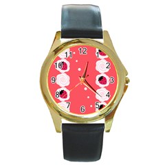 Cake Top Rose Round Gold Metal Watch