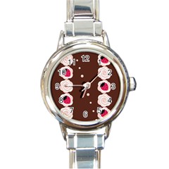 Cake Top Choco Round Italian Charm Watch by strawberrymilk