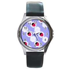 Cake Top Blueberry Round Metal Watch by strawberrymilk