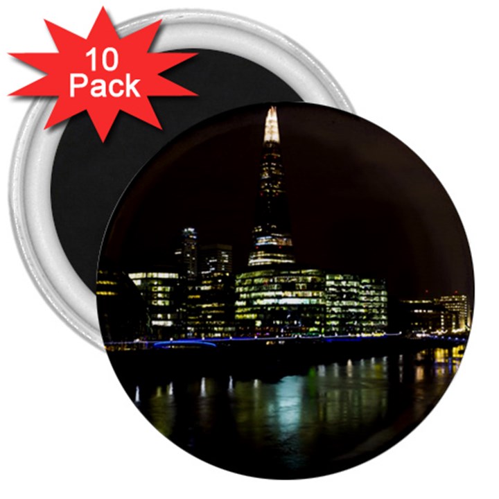 The Shard and Southbank London 10 Pack Large Magnet (Round)