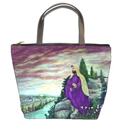 Jesus Overlooking Jerusalem By Ave Hurley  Bucket Handbag by ArtRave2