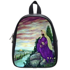 Jesus Overlooking Jerusalem By Ave Hurley  Small School Backpack by ArtRave2