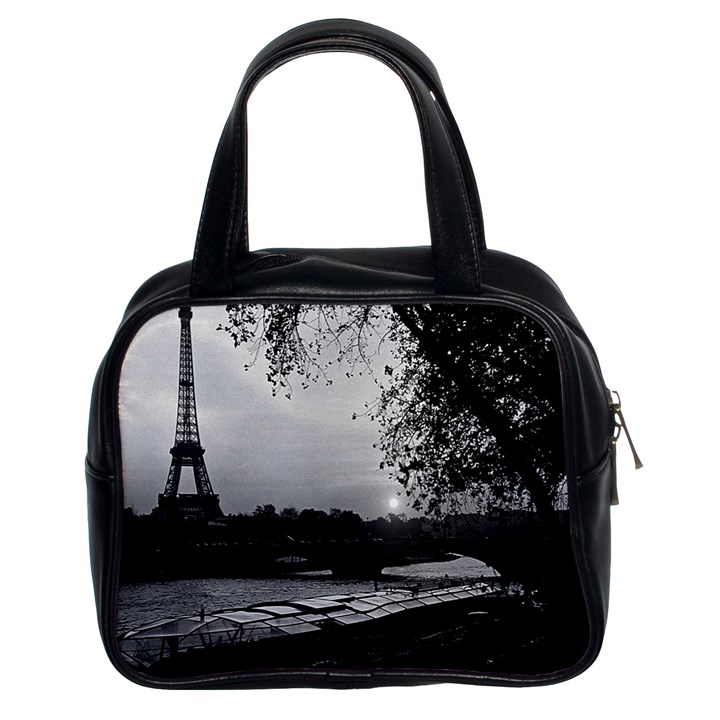 Vintage France Paris Eiffel tour & Seine at dusk 1970 Twin-sided Satchel Handbag