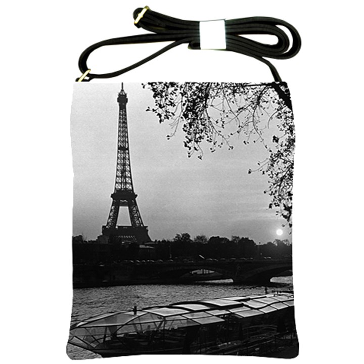 Vintage France Paris Eiffel tour & Seine at dusk 1970 Cross Shoulder Sling Bag