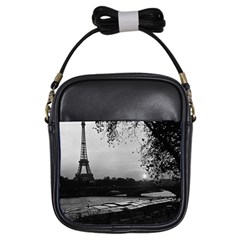 Vintage France Paris Eiffel Tour & Seine At Dusk 1970 Kids  Sling Bag by Vintagephotos