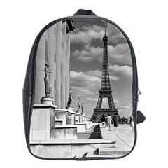 Vintage France Paris Eiffel Tour Chaillot Palace 1970 Large School Backpack by Vintagephotos