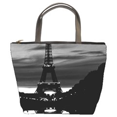 Vintage France Paris Eiffel Tower Reflection 1970 Bucket Handbag by Vintagephotos