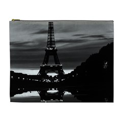 Vintage France Paris Eiffel Tower Reflection 1970 Extra Large Makeup Purse