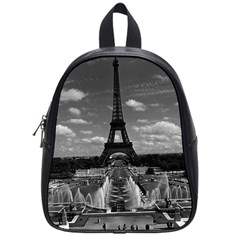 Vintage France Paris Fontain Chaillot Tour Eiffel 1970 Small School Backpack by Vintagephotos