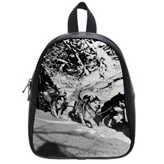 Vintage Usa Alaska Dog Sled Racing 1970 Small School Backpack by Vintagephotos