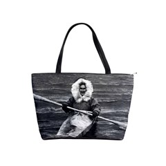 Vintage Usa Alaska Eskimo And His Kayak 1970 Large Shoulder Bag by Vintagephotos