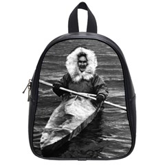 Vintage Usa Alaska Eskimo And His Kayak 1970 Small School Backpack