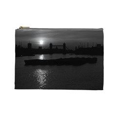 Vintage Uk England London Sun Sets Tower Bridge 1970 Large Makeup Purse