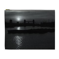 Vintage Uk England London Sun Sets Tower Bridge 1970 Extra Large Makeup Purse