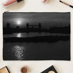 Vintage Uk England London Sun Sets Tower Bridge 1970 Cosmetic Bag (xxxl)