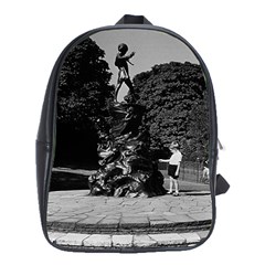 Vintage Uk  England London Peter Pan Statue Kensington School Bag (xl) by Vintagephotos