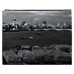 Vintage Uk England River Thames London Skyline City Cosmetic Bag (xxxl)