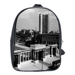 Vintage Uk England London Hyde Park Corner Hilton 1970 Large School Backpack by Vintagephotos