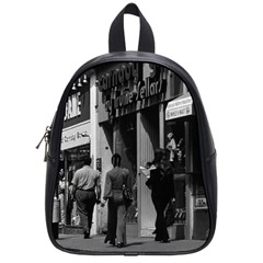 Vintage Uk England London Shops Carnaby Street 1970 Small School Backpack by Vintagephotos