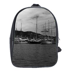 Vintage Principality Of Monaco The Port Of Monaco 1970 Large School Backpack by Vintagephotos