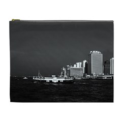 Vintage China Hong Kong Boat Skyscraper ??sea 1970 Extra Large Makeup Purse