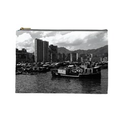 Vintage China Hong Kong Houseboats River 1970 Large Makeup Purse by Vintagephotos