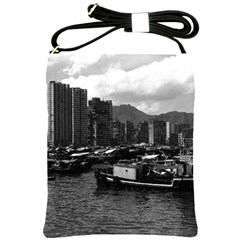 Vintage China Hong Kong Houseboats River 1970 Cross Shoulder Sling Bag by Vintagephotos