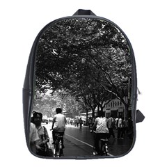 Vintage China Shanghai Street 1970 Large School Backpack by Vintagephotos