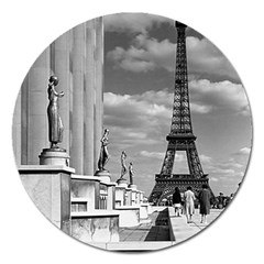 Vintage France Paris Eiffel Tour Chaillot Palace 1970 Extra Large Sticker Magnet (round)