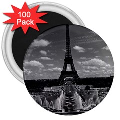 Vintage France Paris Fontain Chaillot Tour Eiffel 1970 100 Pack Large Magnet (round)