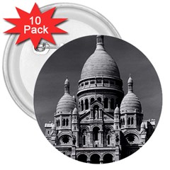 Vintage France Paris The Sacre Coeur Basilica 1970 10 Pack Large Button (round) by Vintagephotos