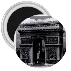 Vintage France Paris Triumphal Arch  Place De L etoile Large Magnet (round) by Vintagephotos