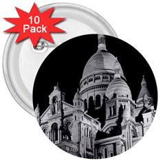 Vintage France Paris The Sacre Coeur Basilica 1970 10 Pack Large Button (round) by Vintagephotos