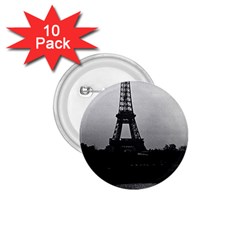 Vintage France Paris Eiffel Tour  Seine At Dusk 1970 10 Pack Small Button (round) by Vintagephotos