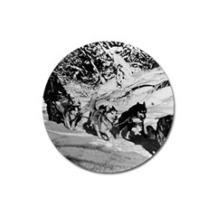 Vintage Usa Alaska Dog Sled Racing 1970 Large Sticker Magnet (round)