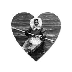 Vintage Usa Alaska Eskimo And His Kayak 1970 Large Sticker Magnet (heart)