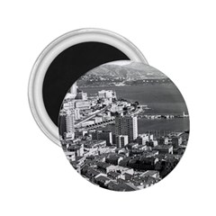 Vintage Principality Of Monaco  The Port Of Monte Carlo Regular Magnet (round)