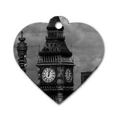 Vintage Uk England London The Post Office Tower Big Ben Twin-sided Dog Tag (heart) by Vintagephotos