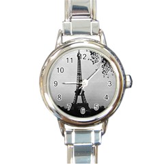 Vintage France Paris Eiffel Tour Seine At Dusk 1970 Classic Elegant Ladies Watch (round) by Vintagephotos